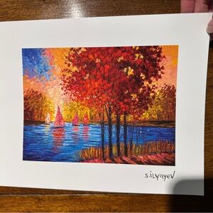 Vibrant Autumn Lake Art Print
